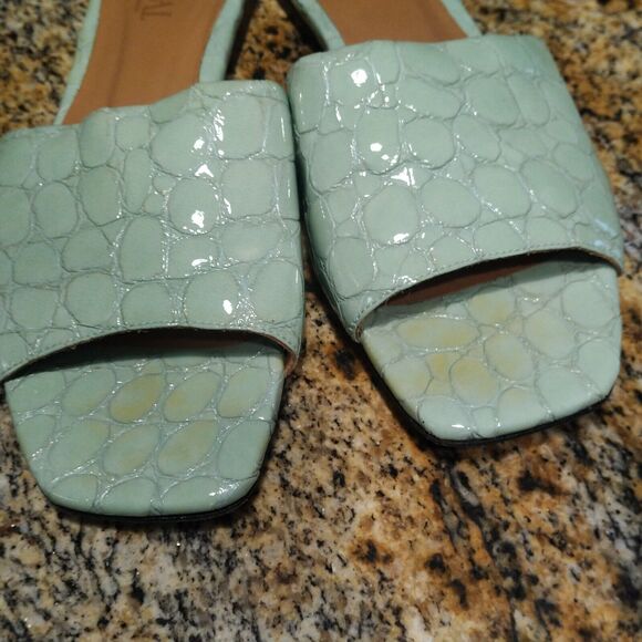 Toral TL-12618-Cuero Slippers Croc Leather Slides Flats Sandals Sage Womens 6.5 - Picture 5 of 6